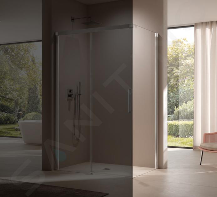 Kermi NICA - Paroi de douche TWR, 100x200 cm, droite, argent brillant/verre transparent NITWR10020VPK