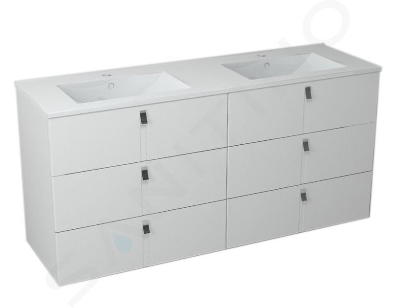 Sapho Mitra - Waschtischunterschrank 1510x723x465 mm, mit Doppelwaschbecken Slim, weiß 2XMT0811601-150