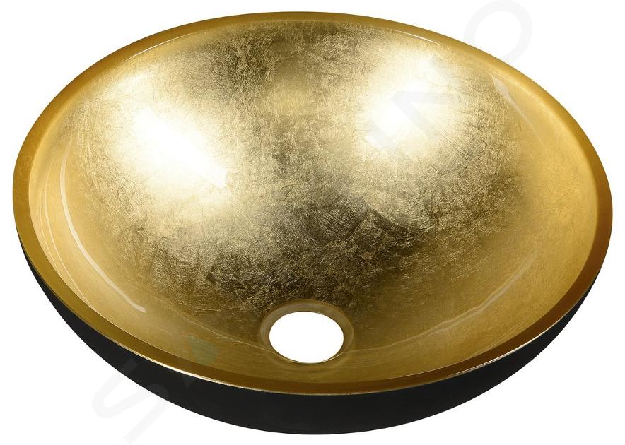 Sapho Murano - Lavabo da appoggio, 400x140 mm, nero/oro AL5318-77