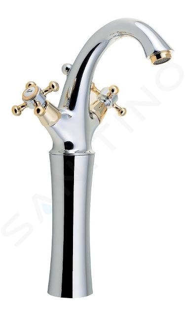 Sapho Reitano Rubinetteria Antea - Mitigeur de lavabo avec garniture de vidage, hauteur 300 mm, chrome/doré 3272L