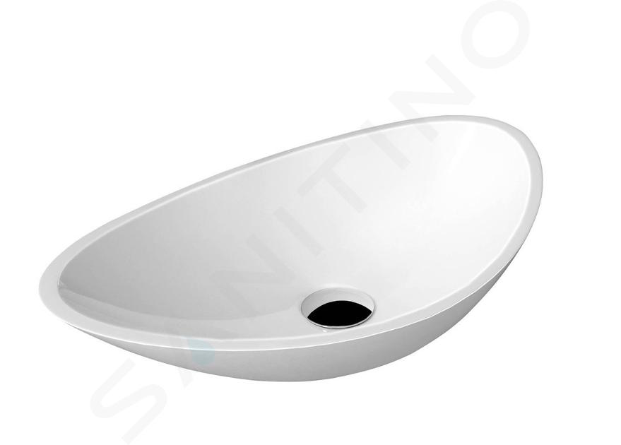 Sapho Rosseta - Lavabo da appoggio, 564x323 mm, marmoresina, bianco RS564