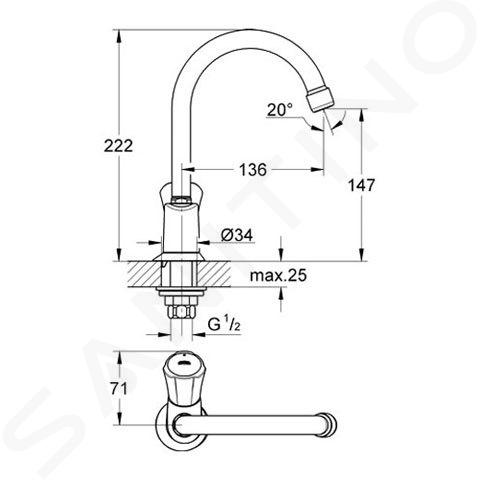 Grohe Costa L - Rubinetto di carico per lavatrice, cromato 30008001