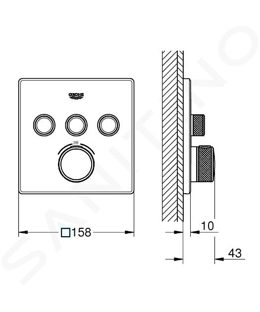 Mitigeur Thermostatique Douche Grohe Grohtherm SmartControl encastré 3  voies 29126000