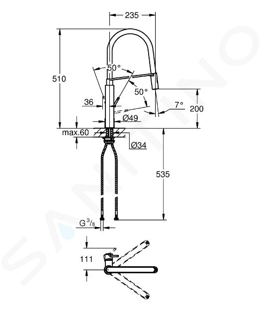 Miscelatore Lavello Grohe CONCETTO NERA - 31491000, acquista su Hidrobrico