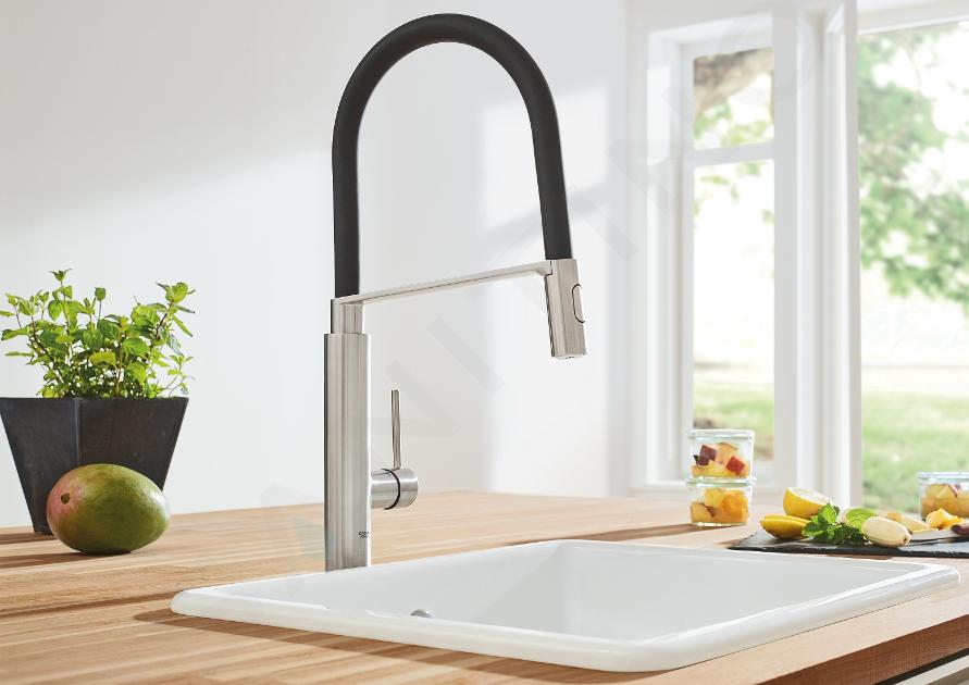 Grohe Concetto - Mitigeur d'évier, avec bec orientable et inverseur,  supersteel 31491DC0