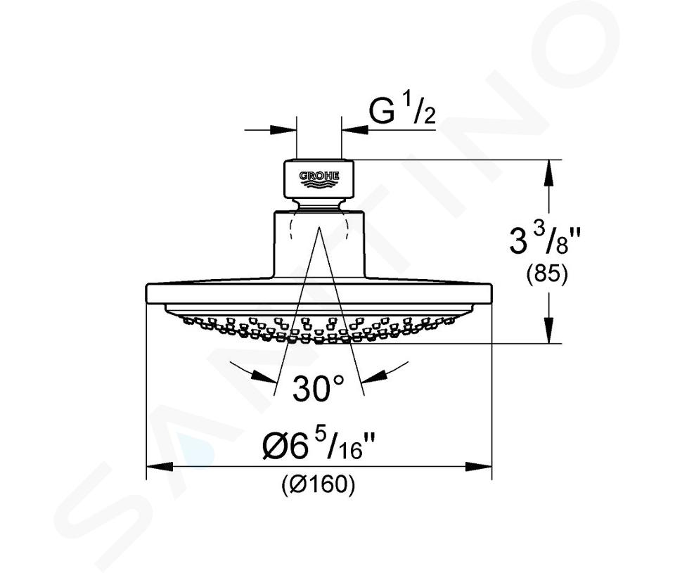 GROHE 28233000 - Alcachofa de ducha fija, Cromo Euphoria Cosmopolitan 160  ducha mural 9,5l : : Bricolaje y herramientas