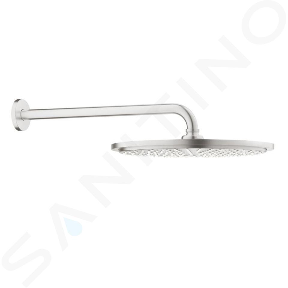 Grohe Rainshower - Soffione doccia Cosmopolitan 310 con braccio 380 mm, getto singolo, supersteel 26066DC0