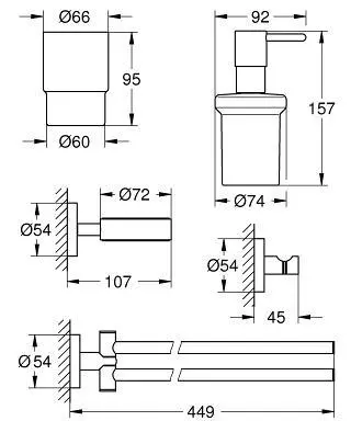 Grohe Essentials - Set accessori per il bagno 4 in 1, cromato 40846001