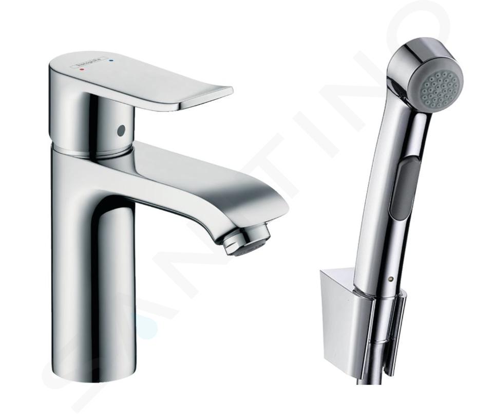 Hansgrohe Metris New - Umyvadlová baterie s ruční sprchou Bidette, s výpustí, chrom 31285000