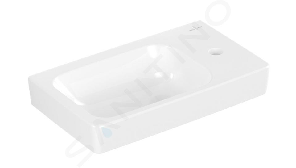 Villeroy & Boch Architectura - Lave-mains 48x28 cm, sans trop-plein, avec trou de robinetterie à droite, CeramicPlus, blanc alpin 438649R1