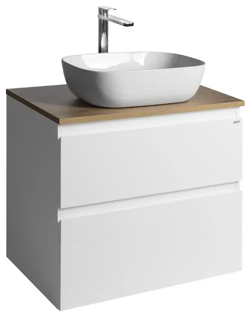 Levně Aqualine Altair - Umyvadlová skříňka 60x67x45 cm, 2 zásuvky, bílá/dub emporio AI270-02