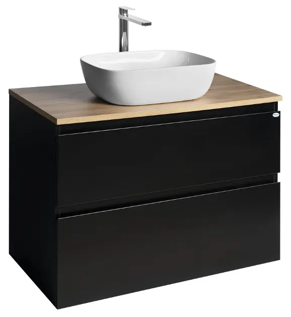 Levně Aqualine Altair - Umyvadlová skříňka 88 cm, matná černá/dub emporio AI690-01