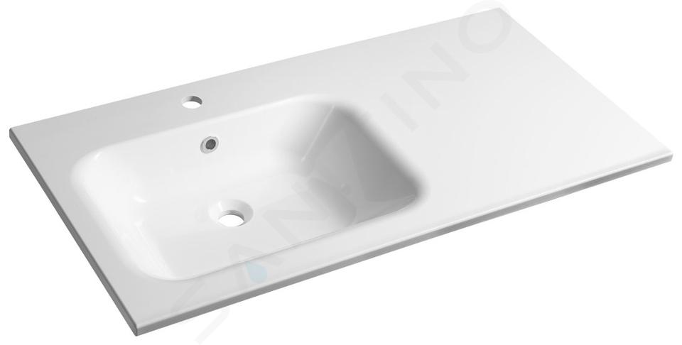 Sapho Lavabos - Lavabo 101x52 cm, con rebosadero, orificio para grifo, blanco AC101L