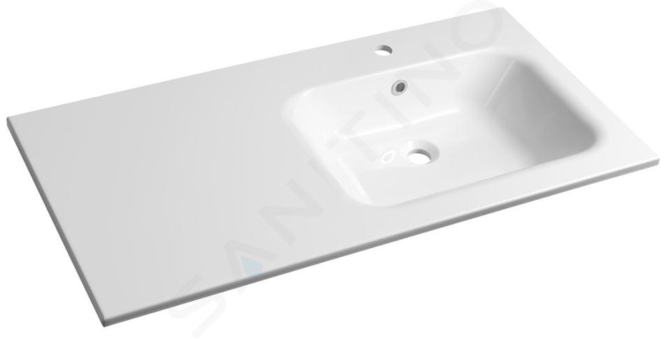 Sapho Wastafels - Wastafel 101x52 cm, met overloop, kraangat, wit AC101R
