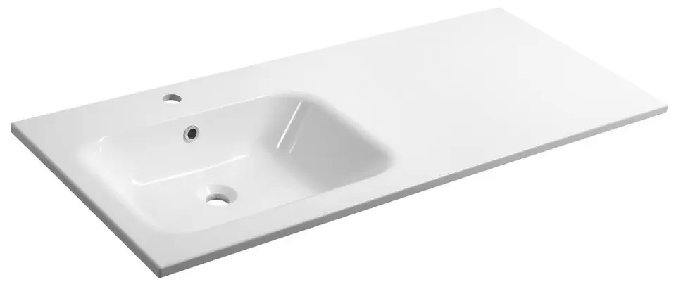 Sapho - Waschbecken, 121x52cm, mit Überlauf, Hahnloch, weiß AC121L