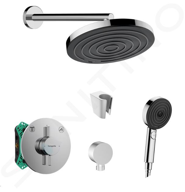 SANITINO - Conjunto de ducha con grifo empotrado hansgrohe, con cuerpo de montaje y accesorios kielle, cromo SANI21HHK000