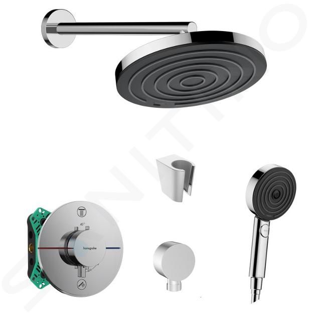 SANITINO - Brauseset mit Unterputz-Thermostat hangrohe, inkl. Einbaukörper, kielle Zubehör, Chrom SANI21HHK002