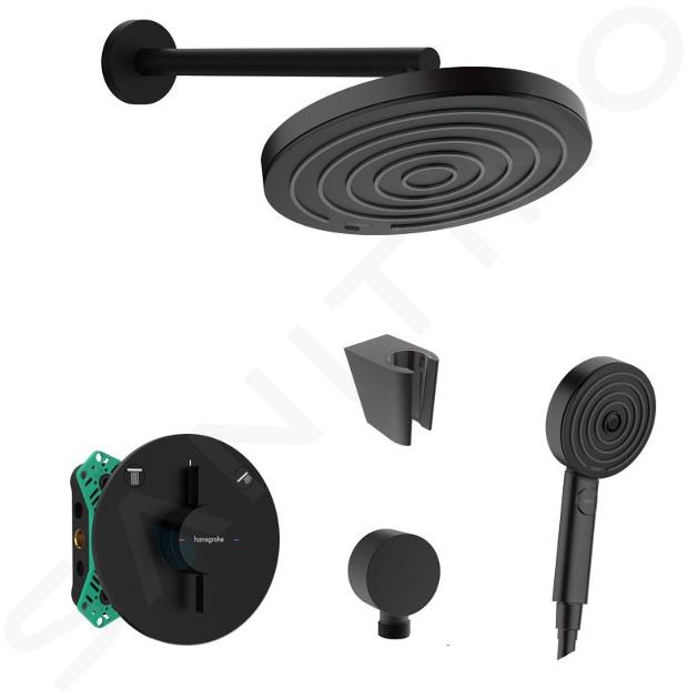 SANITINO - Set de douche avec mitigeur et corps encastré hansgrohe, accessoires kielle, noir mat SANI21HHK400