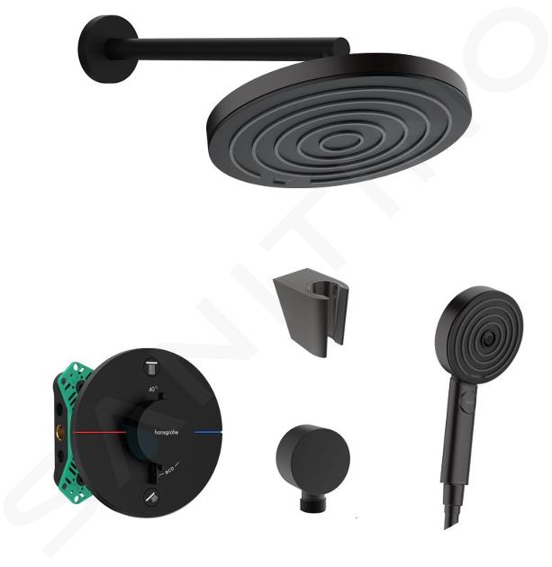 SANITINO - Set doccia termostatico ad incasso hansgrohe, con corpo incasso, accessori kielle, nero opaco SANI21HHK402