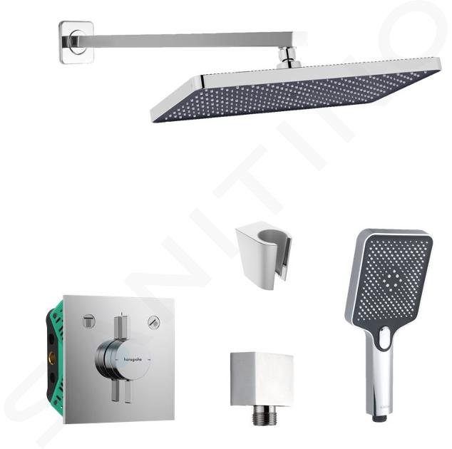 SANITINO - Set de duș cu baterie și corp încastrat hansgrohe, accesorii kielle, crom SANI21HKK001