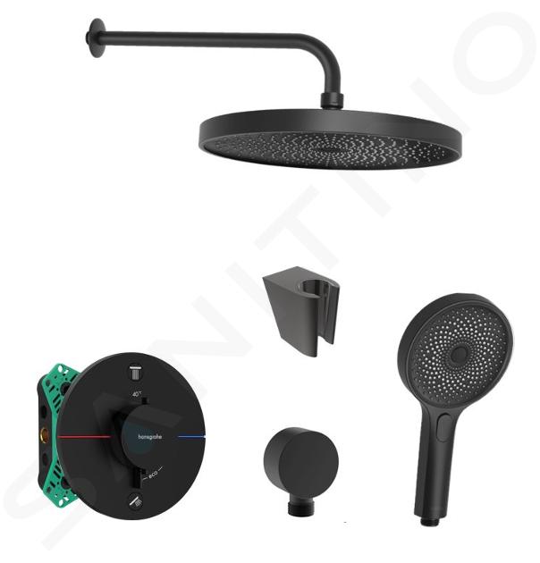 SANITINO - Set de duș cu termostat și corp încastrat hansgrohe, accesorii kielle, negru mat SANI21HKK402