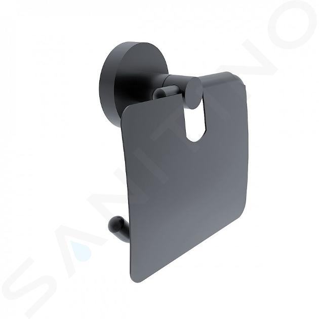 Nimco Unix - Porte-rouleau toilette avec couvercle, noir mat UNC 13055B-90