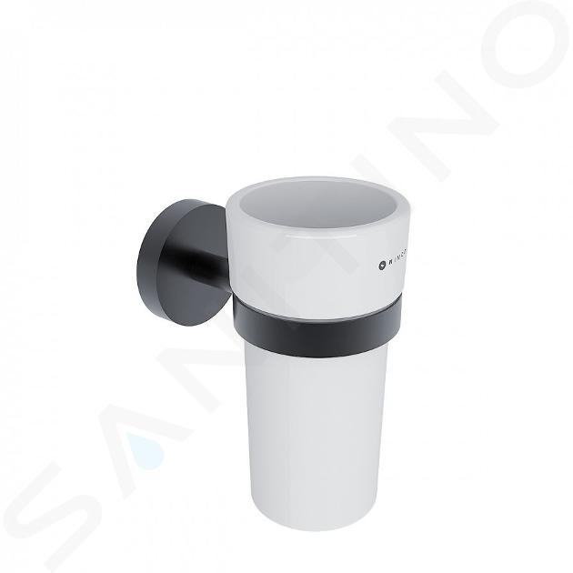 Nimco Unix - Vaso para cepillos de dientes con soporte, cerámica/negro mate UNC 13058KN-90