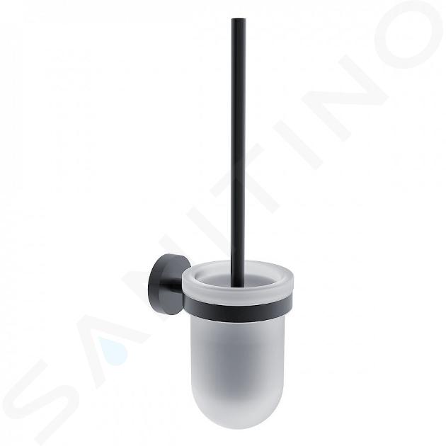 Nimco Unix - Escobilla de WC de pared, con soporte, cristal/negro mate UNC 13094WN-90