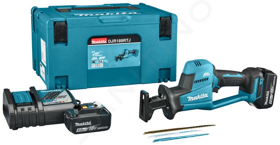 Makita Utensili - Seghetto dritto a batteria 18V, 2x batterie 5,0 Ah XR, caricabatterie DJR189RTJ