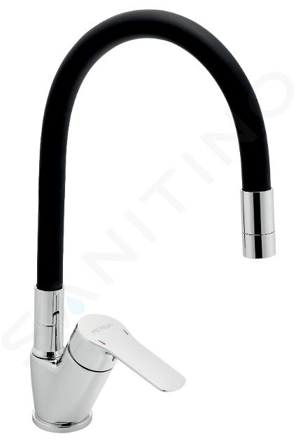 Novaservis Metalia 54 - Mitigeur d’évier avec bras flexible, chrome/noir 54014F,0C