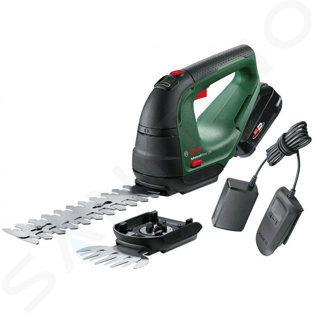 Bosch Outils de jardinage - Cisaille à gazon et à arbustes sans fil 18V, 1 batterie Li-Ion 2,0 Ah, chargeur 0600857000