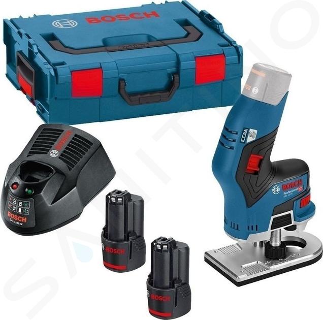 Bosch Herramientas - 12V AKU fresadora, 2x batería 3.0 Ah Li-Ion, cargador 06016B0000