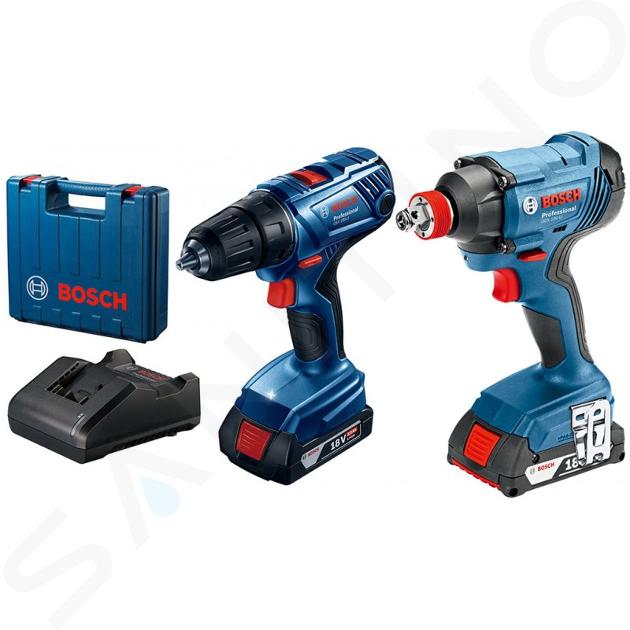 Bosch Nářadí - 18V AKU sada vrtačky a rázového utahováku, 2x aku 1,5 Ah Li-Ion, nabíječka 06019G5222