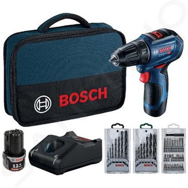 Bosch Unelte - Mașină de înșurubat și găurit pe acumulator 12V cu accesorii, 2x acumulator 2,0 Ah Li-Ion, încărcător 06019G9001