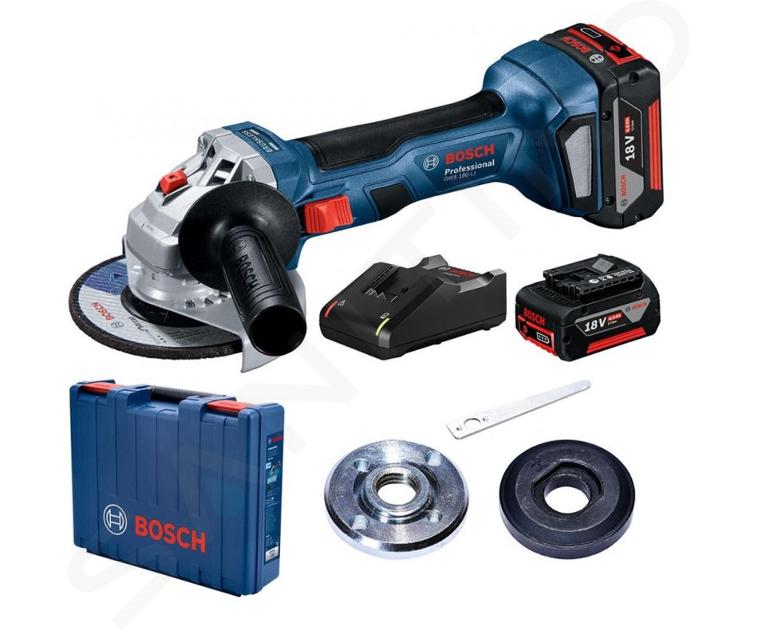 Bosch Herramientas - Amoladora angular 18V AKU 125 mm, 2x batería 4,0 Li-Ion, cargador 06019H9021