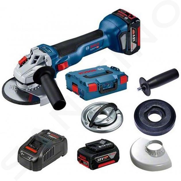 Bosch Herramientas - Amoladora angular 18V AKU 125 mm, 2x batería 5,0 Ah, cargador 06019J4004