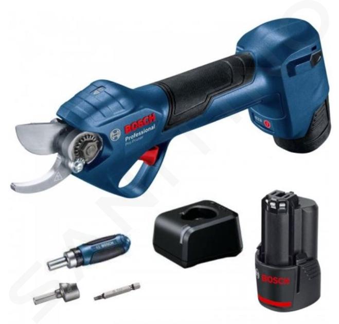 Bosch Attrezzature da giardino - Cesoie a batteria 12V, 2x batterie 3,0 Ah, caricabatterie 06019K1021