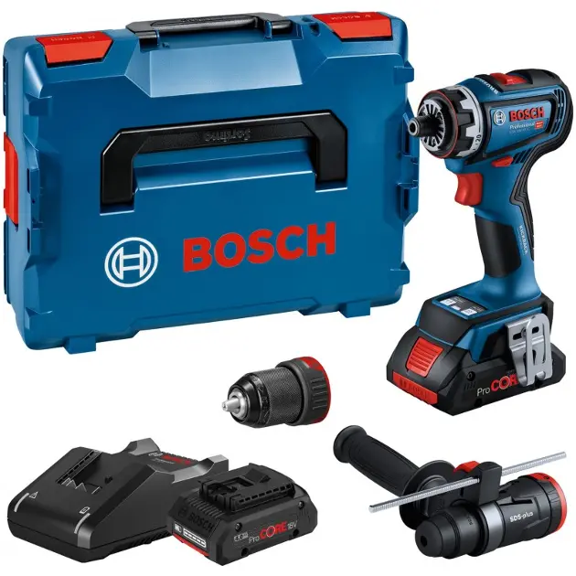 Bosch Unelte - Mașină de înșurubat și găurit pe acumulator 18V cu accesorii, 2x acumulator 4,0 Ah Li-Ion, încărcător 06019K6205