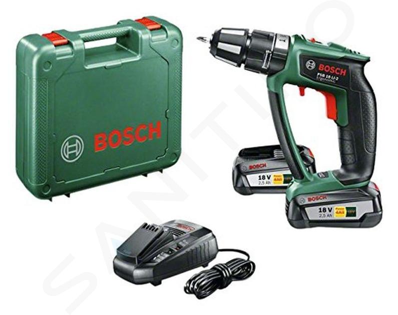 Bosch Náradie - 18V AKU vŕtačka s príklepom, 2x aku 2,5 Ah Li-Ion, nabíjačka 06039B0301