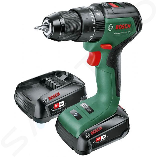 Bosch Náradie - 18V AKU vŕtačka s príklepom, 2x aku 2,0 Ah Li-Ion, nabíjačka 06039D7102