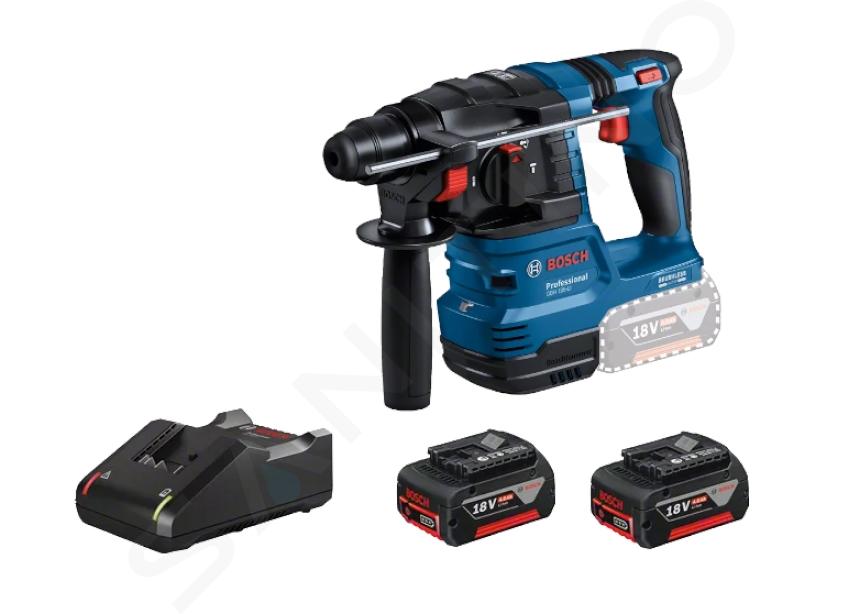 Bosch Herramientas - Martillo perforador AKU 18V, 2x batería 4,0 Ah, cargador 0611924021