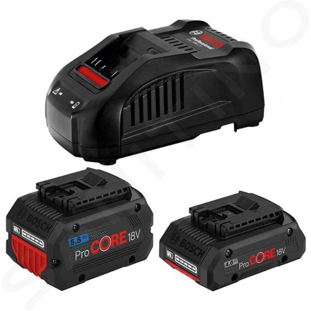 Bosch Accessori - Set caricabatterie 8A, 1x 18 V ProCORE 4,0 Ah e 1x 18 V ProCORE 5,5 Ah 1600A0214A