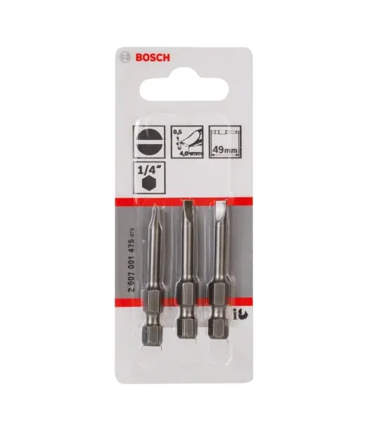 Levně Bosch Příslušenství - Sada bitů S0,5x4, délka 49 mm, 3 ks 2607001475