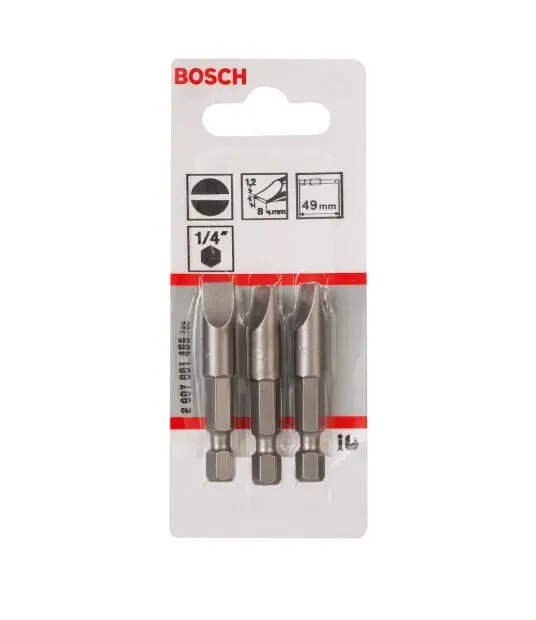 Levně Bosch Příslušenství - Sada bitů S1,2x8, délka 49 mm, 3 ks 2607001485