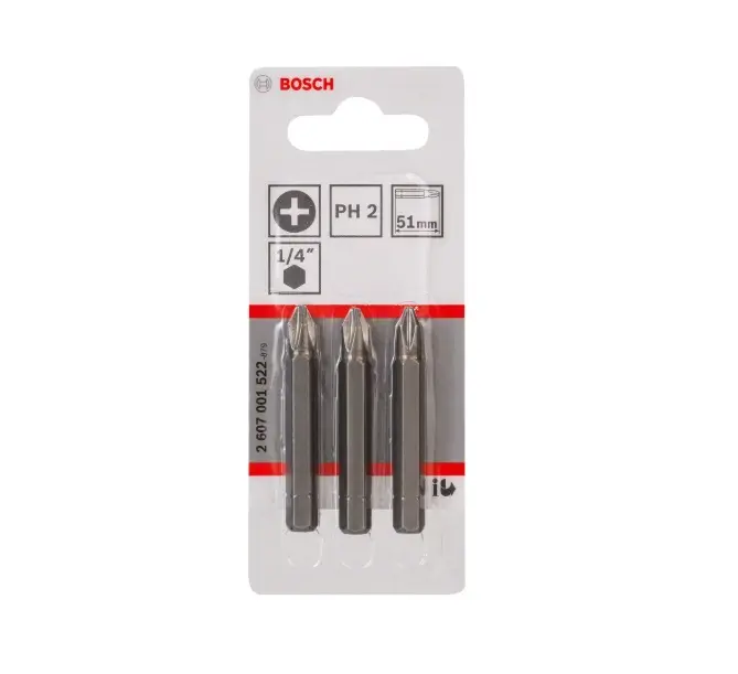 Levně Bosch Příslušenství - Sada bitů PH2, délka 51 mm, 3 ks 2607001522