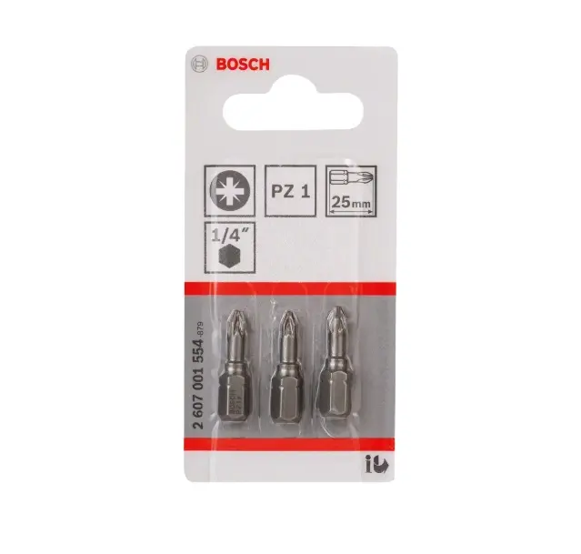Levně Bosch Příslušenství - Sada bitů PZ1, délka 25 mm, 3 ks 2607001554