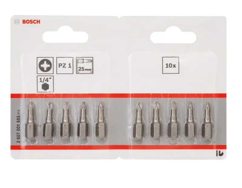 Levně Bosch Příslušenství - Sada bitů PZ1, délka 25 mm, 10 ks 2607001555