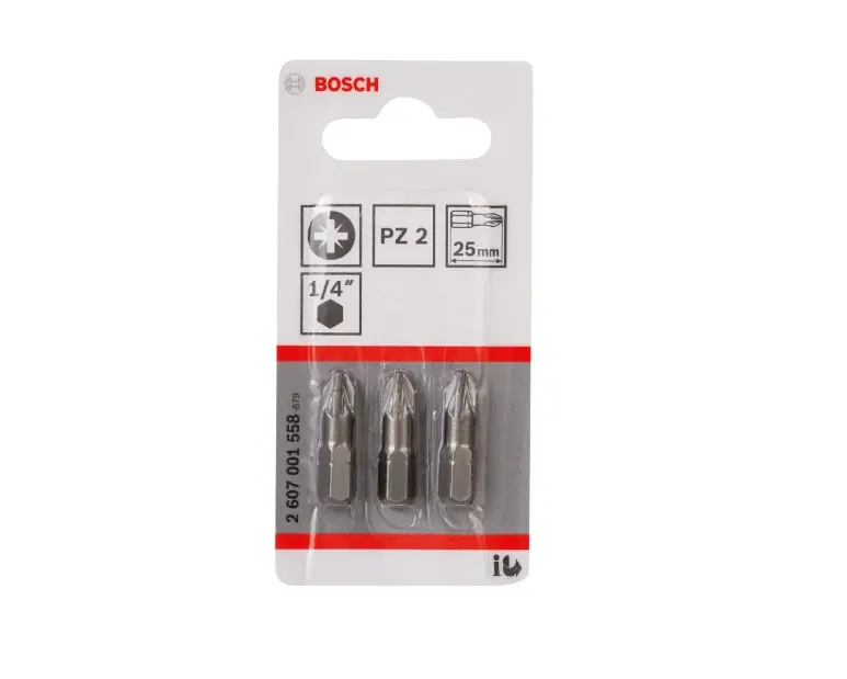 Levně Bosch Příslušenství - Sada bitů PZ2, délka 25 mm, 3 ks 2607001558