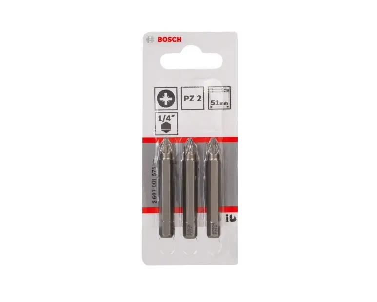 Levně Bosch Příslušenství - Sada bitů PZ2, délka 51 mm, 3 ks 2607001571