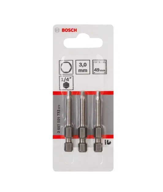 Levně Bosch Příslušenství - Sada bitů HEX3, délka 49 mm, 3 ks 2607001732